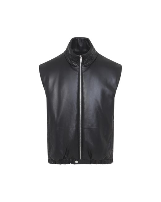 Bottega Veneta Black Double Lambskin Vest for men