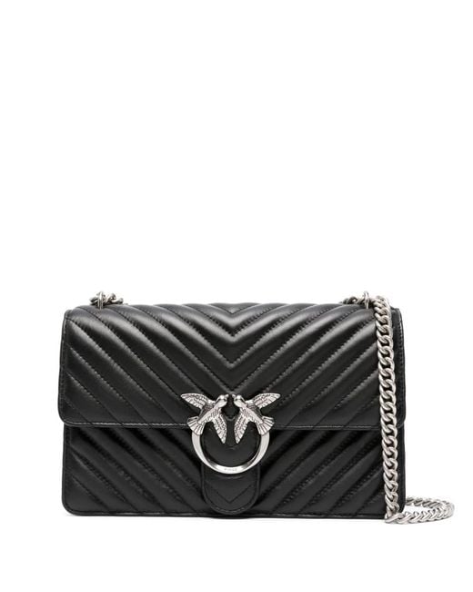 Pinko Black Love One Chevron Bag