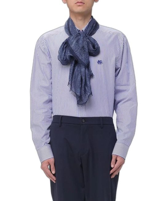 Etro Blue Scarf 68 X 200 Cm for men