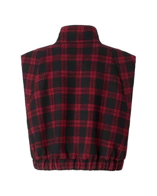 Pinko Red Check Sleeveless Jacket