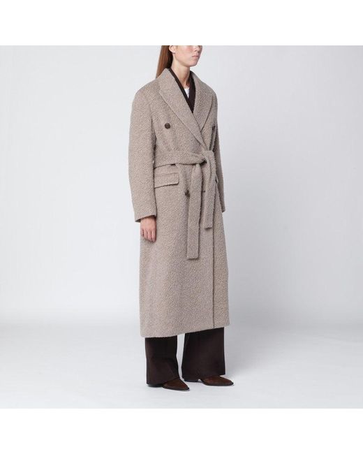 Golden Goose Deluxe Brand Natural Greige Wool-Blend Belted Coat