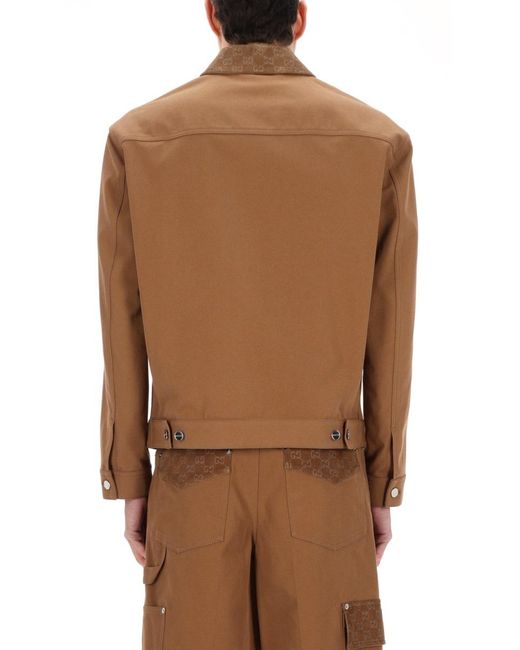 Gucci Brown Jacket With Zipper And Collar for men