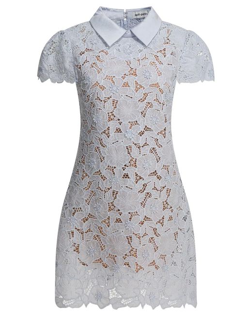 Self-Portrait Gray Guipure Lace Mini Dress
