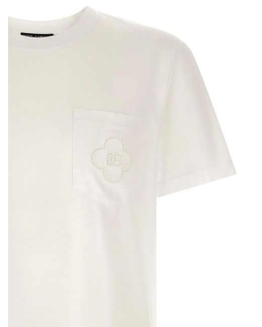 Dolce & Gabbana White Dolce & Gabbana Openwork Logo T-Shirt for men