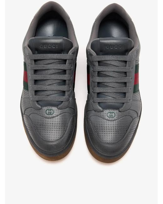 Gucci Black Multicolour Leather Screener Sneakers for men