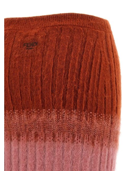 Fendi Red Wool Skirt