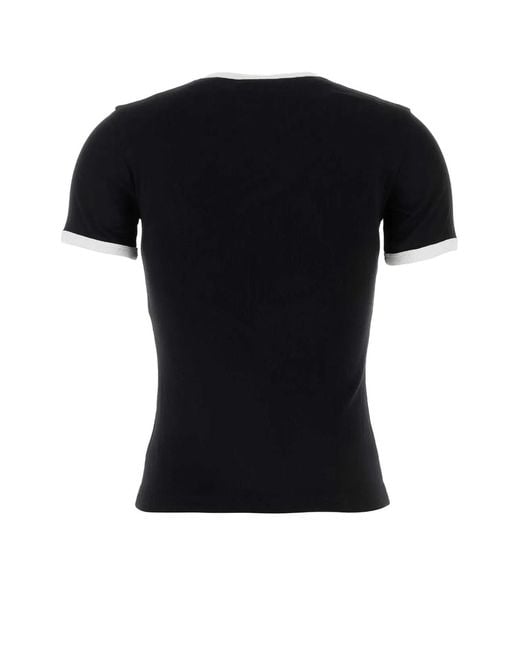 Courreges Black Courregès Contrast Cotton T-Shirt