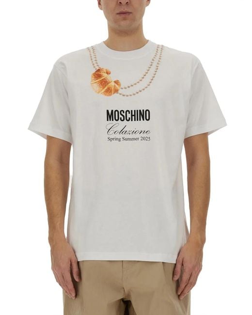 Moschino Gray "Breakfast" T-Shirt for men