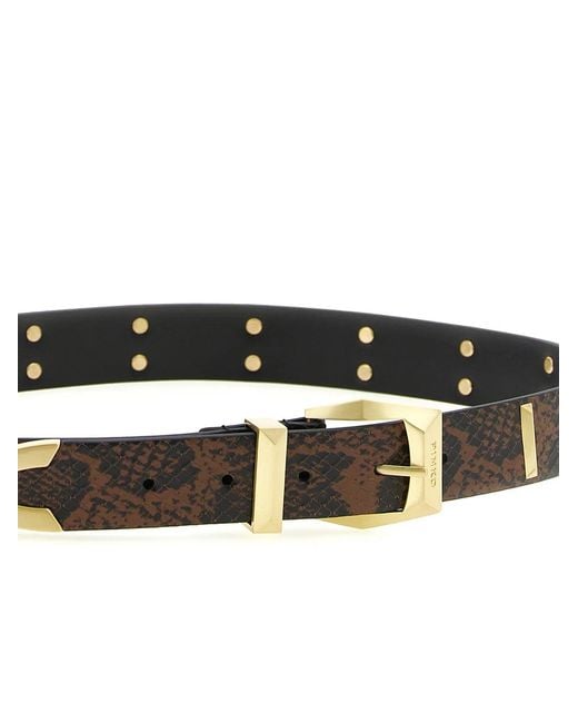 Pinko White Python Print Belt