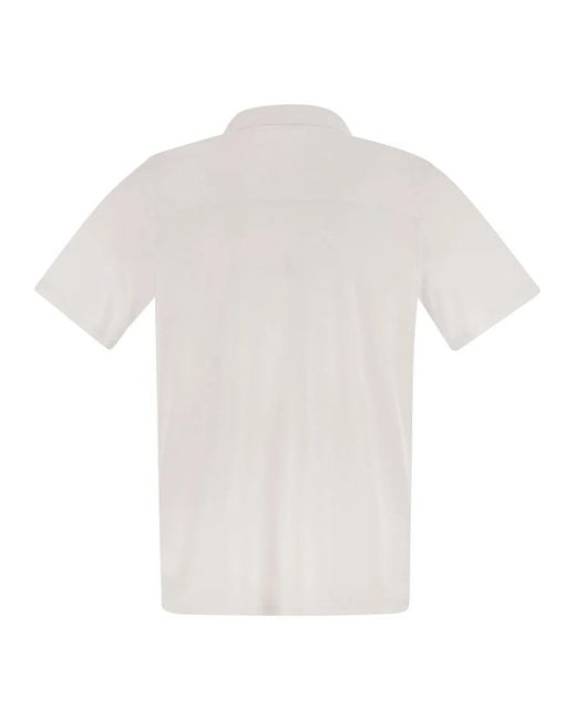 Majestic White Cotton And Lyocell Polo Shirt for men