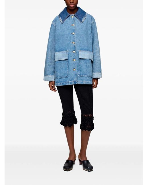 Ganni Blue Patchwork Denim Jacket
