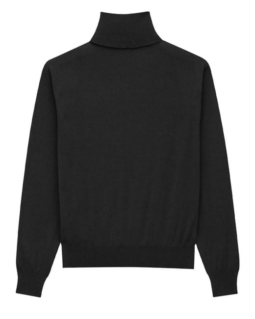 Saint Laurent Black Cashmere, Wool And Silk Turtleneck Pullover