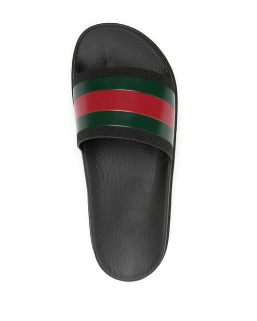 Gucci White Web Pool Slides for men