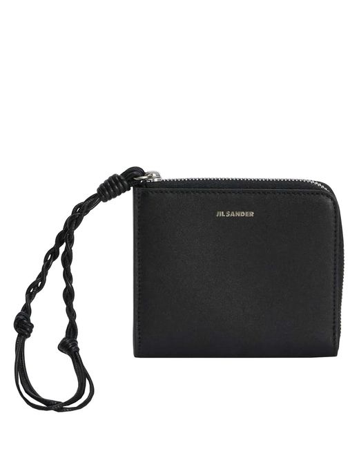 Jil Sander Black Leather Bill Wallets for men