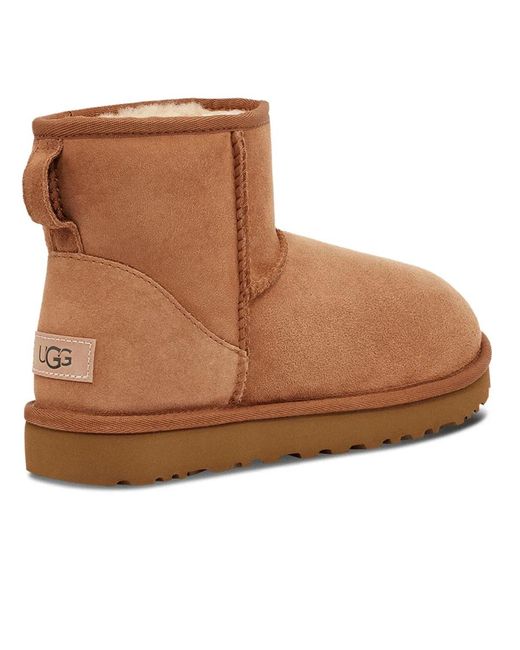 Ugg Brown Classic Mini Ii Suede Boots With Shearling Lining