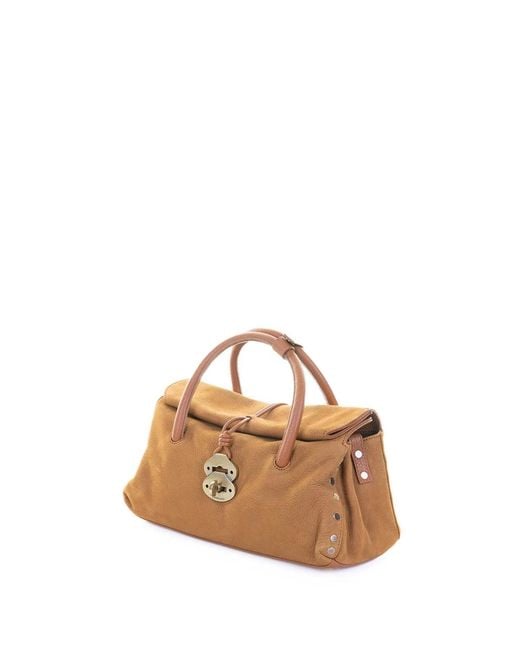 Zanellato Natural Dotta Jones Brandy Suede Shoulder Bag