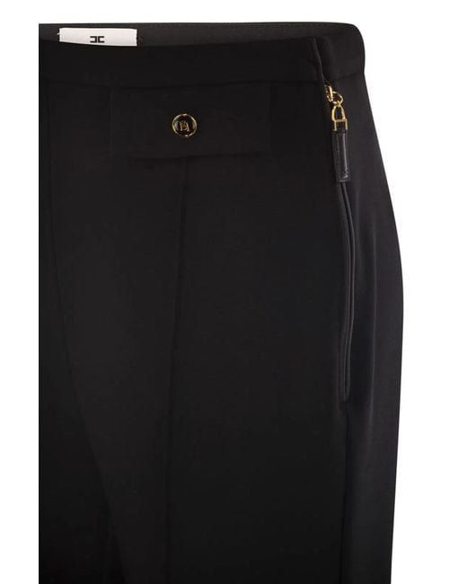Elisabetta Franchi Blue Trousers With Logo Buttons