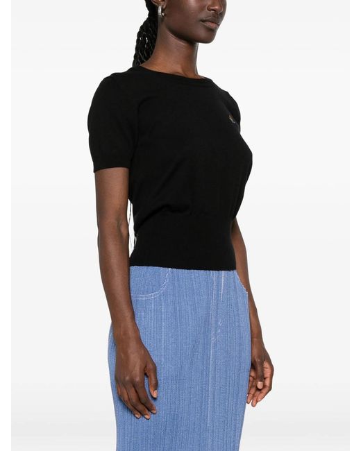 Vivienne Westwood Black Bea Orb-Embroidered Short-Sleeve Top