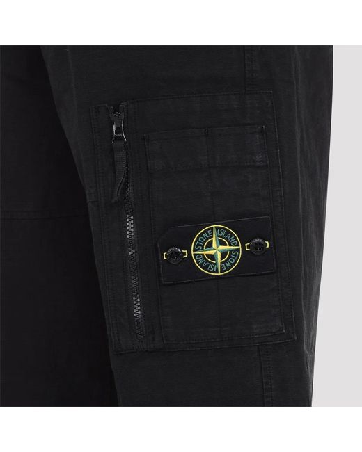 Stone Island Black Cotton Cargo Pants for men