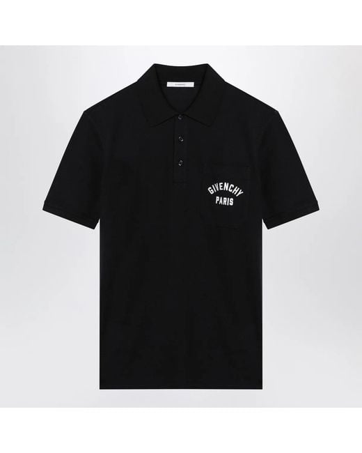 Givenchy Black Dark Polo Shirt With Logo Embroidery for men