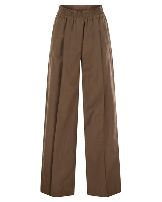 Brunello Cucinelli Brown Loose Fit Cotton Trousers