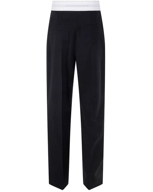 Alexander Wang Blue High Waisted Pleated Pant With Logo Elastic