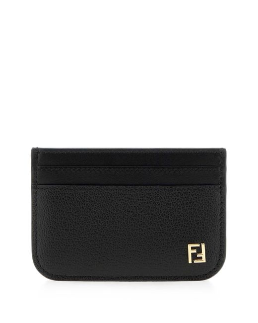 Fendi Black Leather Ff Card Holder