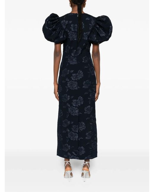 ROTATE BIRGER CHRISTENSEN Blue Rotate Jacquard Midi Dress