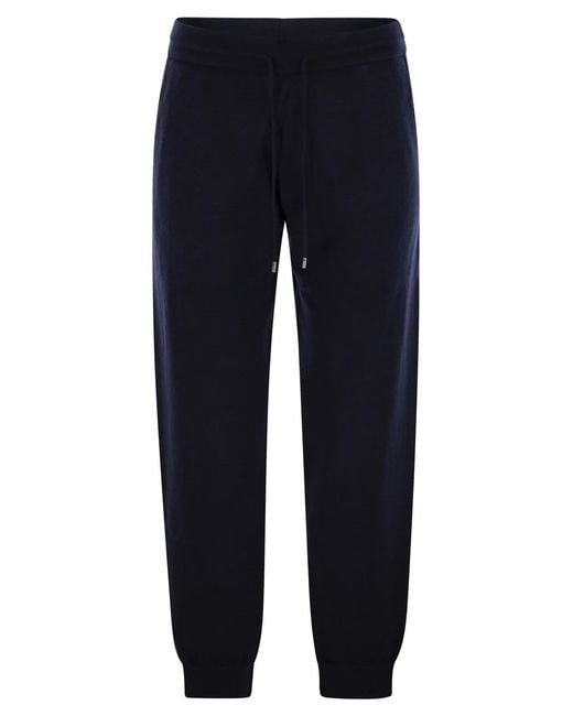 Mc2 Saint Barth Blue Merino Wool Knitted Trousers for men