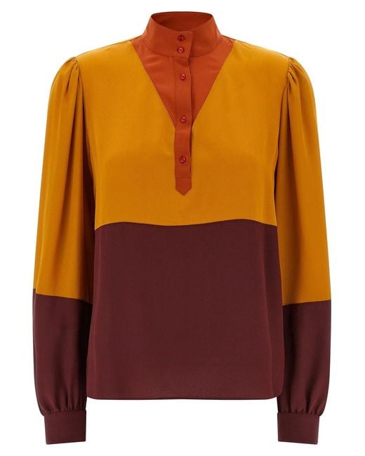 Saint Laurent Purple Color-Block Blouse