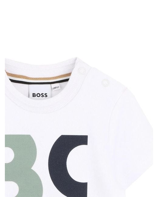 Boss White T-Shirt Con Stampa Logo