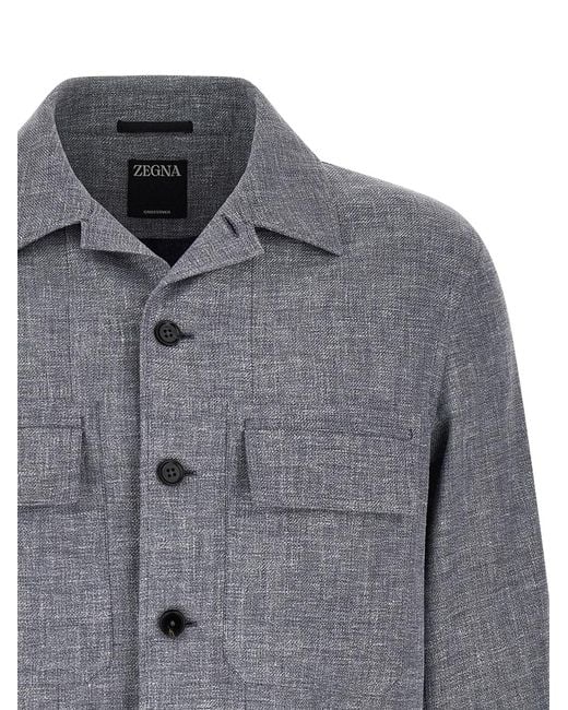 Zegna Gray 'Crossover' Overshirt for men