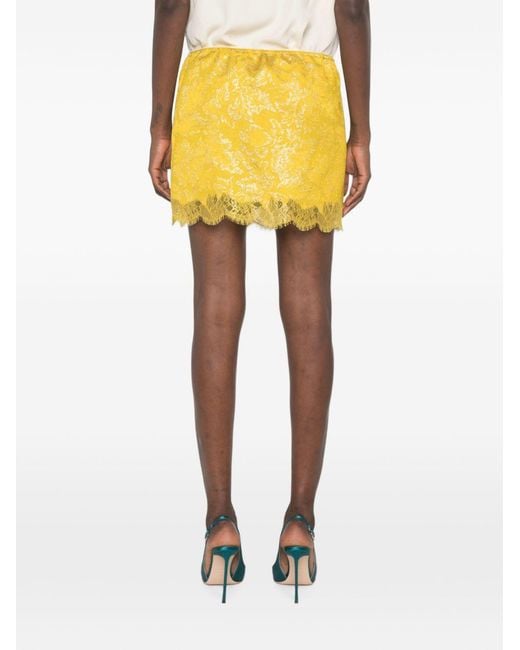 Saint Laurent Yellow Laced Mini Skirt
