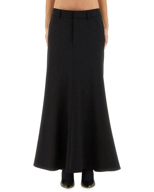 Balenciaga Black "Godet" Maxi Skirt