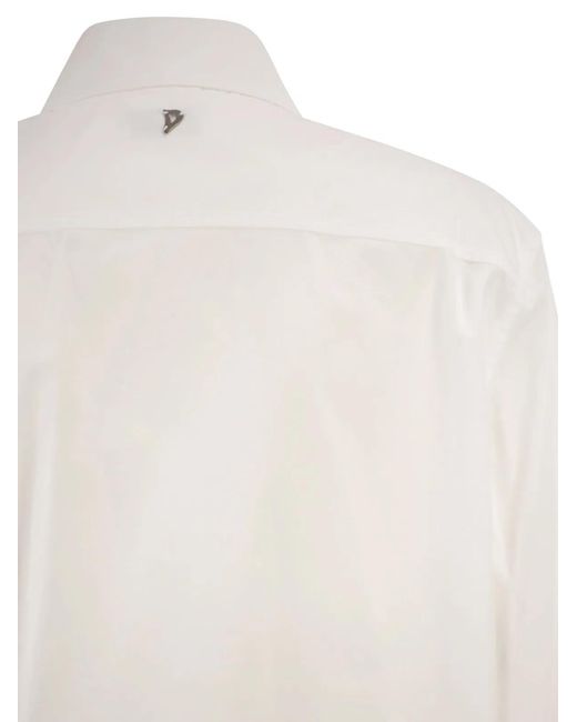 Dondup White Cotton Shirt With Pleated Bib Front