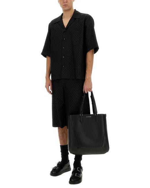 McQueen Black Skull Pattern Shirt for men