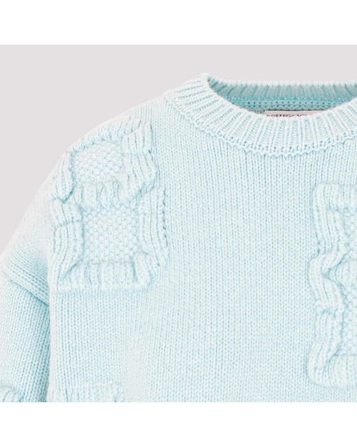 Bottega Veneta Blue Stretch Wool Blend Shetland Alphabet Oversize Sweater