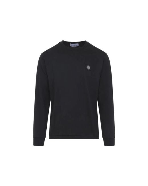 Stone Island Black Ls Cotton T-Shirt for men