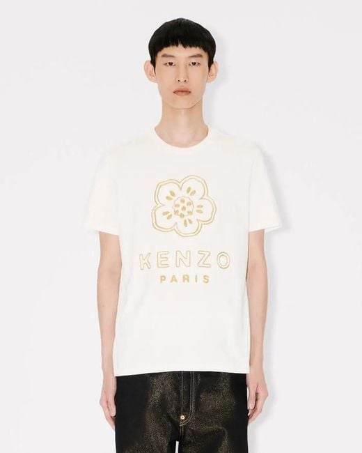 KENZO White T-Shirt Gots Boke Flower Slim for men