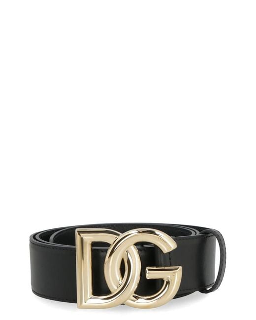 Dolce & Gabbana Black Dolce & Gabbana Dg Buckle Leather Belt