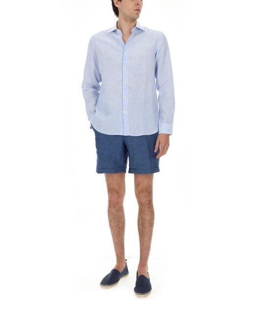 120% Lino Blue Camicia for men
