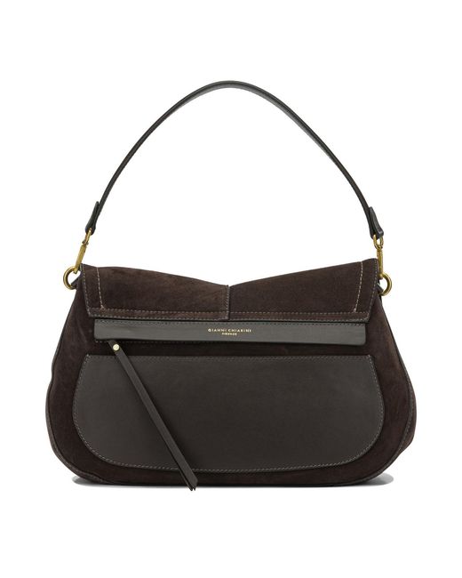 Gianni Chiarini Black Cow Leather Polyester Polyurethane Cotton Shoulder Bags