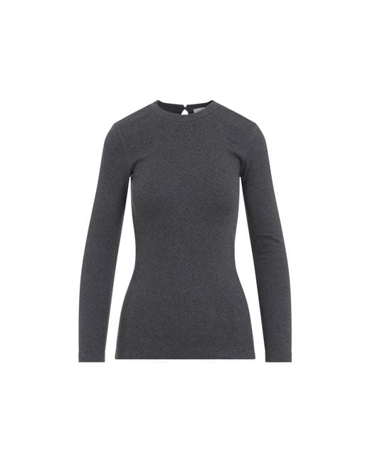 Brunello Cucinelli Black Piombo L/S Rib T-Shirt