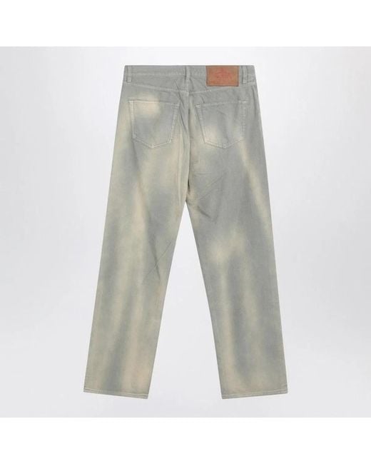 Prada Gray Corduroy Trousers With Washed Effect for men