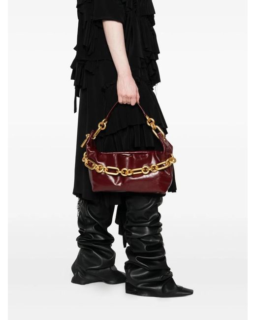 Balmain Brown Sync Medium Leather Shoulder Bag