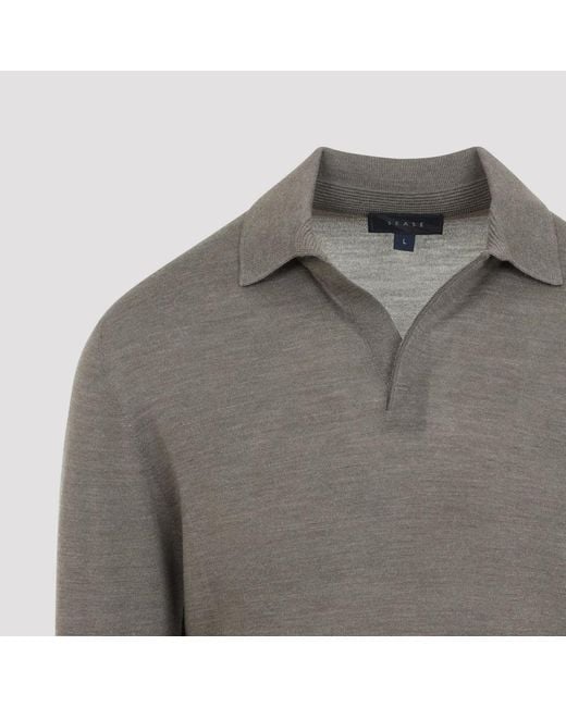 Sease Gray Wombat Ultra Fine Virgin Wool Polo for men