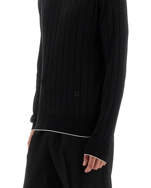 Balmain Black Silk And Cotton Knit for men
