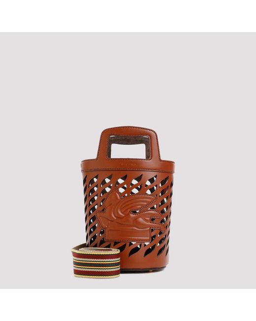 Etro Brown Leather Coffa Bucket Bag