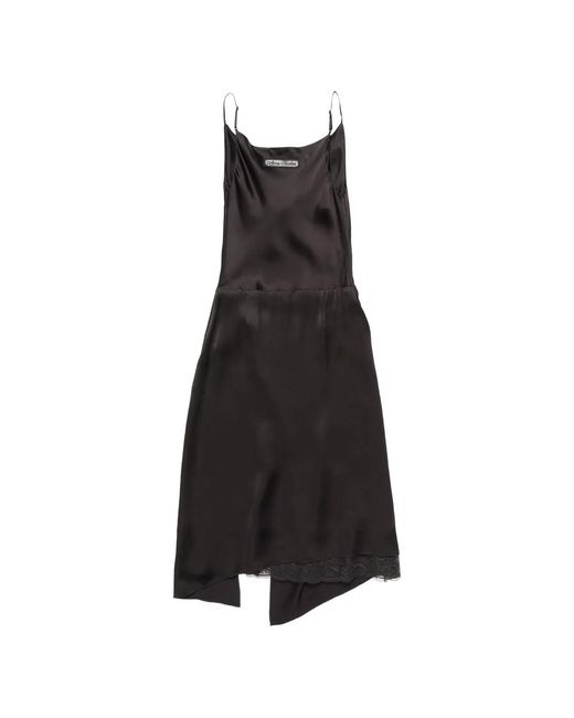 Acne Black Lace-Trimmed Ruffled Midi Dress