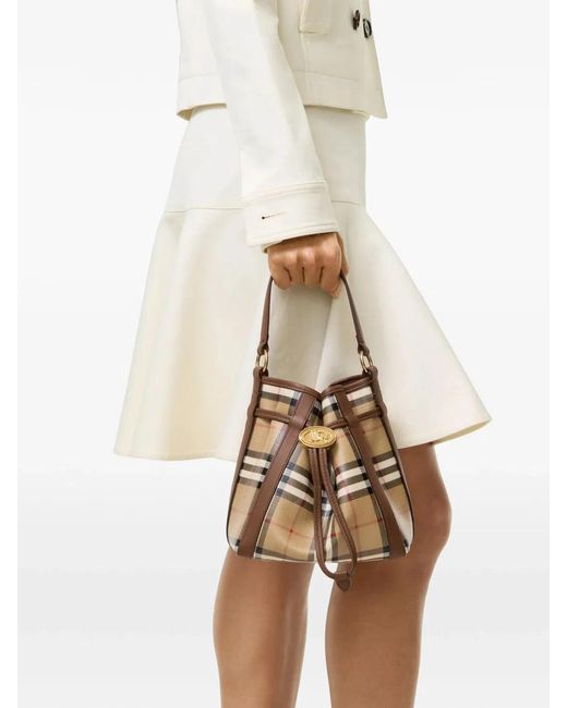 Burberry Brown Mini Check Bucket Bag